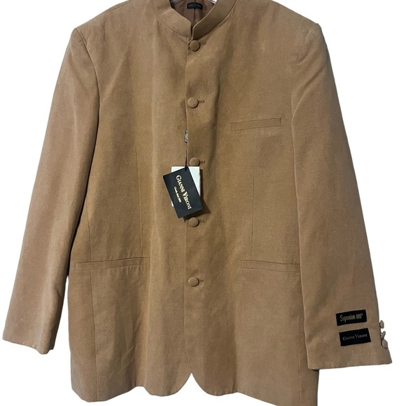 Gianni Vironi Mandarin Collar Super 100's 100% Fine Polyester Blazer - Picture 1 of 10